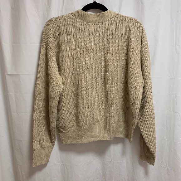 H&M Divided Cream/Tan Knit Tie Up Sweater Small - Picture 2 of 7
